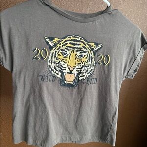 Francesca's Collections Wild Child Tiger Tee - Gray